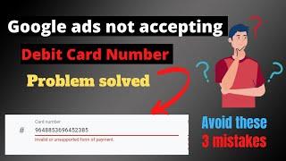 How to add Credit or Debit Card in google ads | Google ads payment unsuccessful problem