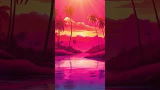 KOH Video Wallpaper AF071 Magenta Tropical Island Landscape