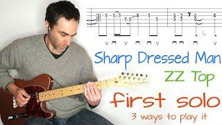Sharp Dressed Man - First Solo, 3 ways to play it - ZZ Top - guitar lesson / tutorial with tab