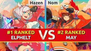 GGST ▰ Hazen (#1 Ranked Elphelt) vs Nom (#2 Ranked May). High Level Gameplay