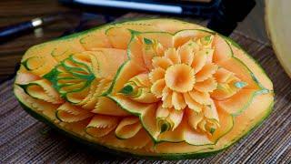 Papaya carving design | fruit carving | by chef namtarn