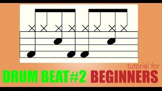 Easy basic drum beat #2 for Beginners : tutorial + practice