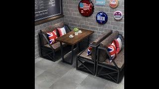 Cafe barbeque bar table and chair retro industrial restaurant deck sofa