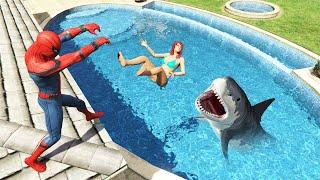 GTA 5 Water Ragdolls & Sharks | Spider-Man ep.3 (Euphoria Physics)