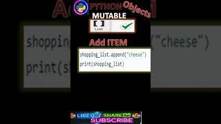 #mutable objects in python#list#tuples  #strings#dictionary#python#sets#shorts#Immutable#𝕄𝕦𝕥𝕒𝕓𝕝𝕖