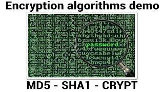 How to encrypt password and data with MD5 SHA1 and CRYPT algorithms