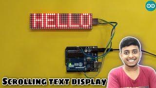 scrolling text display with arduino uno || dot matrix display code