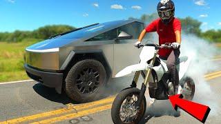 E-Bike Supermoto Race Against my Cyber Truck!! (+100MPH!)