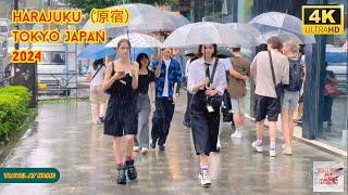 4k hdr japan travel 2024 l Rainy day Walk in Harajuku（原宿）Tokyo | Relaxing Natural City ambience