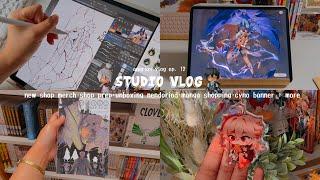 studio vlogprepping/opening my shop, my first nendoriods, manga shopping, genshin + more