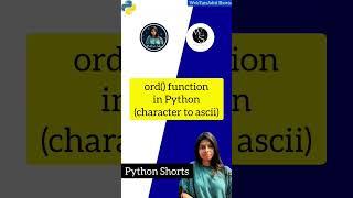 ord() function in Python  #shorts #python #python3 #pythontutorial