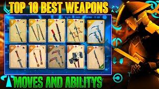 TOP 10 BEST WEAPONS MOVES AND ABILITYS in SHADOW FIGHT 3!top 10 weapons in sf3!best legendary weapon