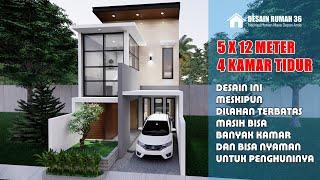 DESAIN RUMAH 5X12 METER 2 LANTAI 4 KAMAR TIDUR