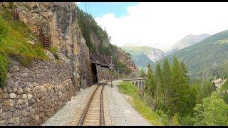  4K Cab Ride Samedan - Albulabahn - Chur; from sunny weather into a thunderstorm [07.2020]