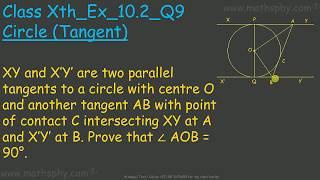 Tangent to a Circle Class 10 Ex 10.2 Q 9 NCERT Solution (Tangent) , Math Class 10