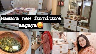 new furniture le liya||qeema palak aloo lazeez recipe by Rimsha sheikh||#family #2024