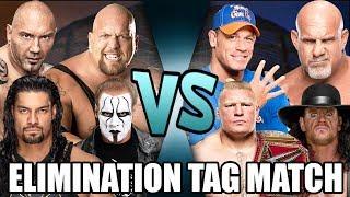 Batista, Reigns, Big Show & Sting vs Lesnar, The Undertaker, Goldberg & Cena (Elimination Tag)