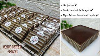 RESEP KUE LAPIS COKLAT COFFEE ||Anti Gagal, Kenyal, Lembut, Mulus, Dan Enak Banget  100% Berhasil