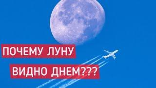 Почему луну видно днем на небе и солнце одновременно? Как объяснить?