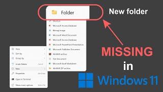 Fix missing New folder context menu item in Windows 11 | quickTutorial