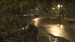  Soothing Gentle Spring Rain in the Old Park at Night - 10 Hours for Relaxation and Sleep