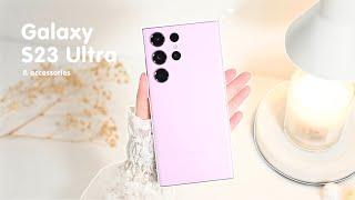 Samsung Galaxy S23 Ultra Lavender aesthetic unboxing | accessories | Lamy S Pen | Anker | Gamesir