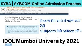 IDOL Online Admission Process 2021-22 | SYBCOM | SYBA | IDOL Mumbai University 2021