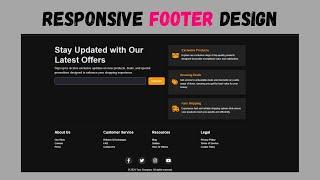 How to Create Footer Using Html, CSS and Bootstrap | Responsive Footer Design | Online Fixers