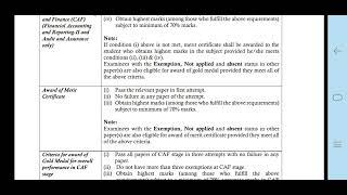 award of certificate of marit criteria in ICAP CAF level exams#CA