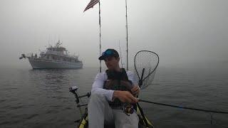 Catching Fluke and Porgies in the Sound then mugged by a party boat in the fog