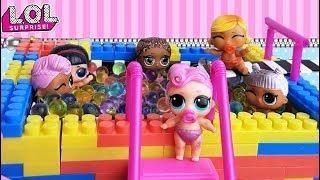 LEGO POOL FOR THE KIDS LOL! Dolls swim in the balls ORBIZ! DOLLS LOL SURPRISE CARTOONS