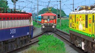 THREE TRAIN CROSSING AT SAME TRACK | BUMPY RAILROAD | Train Simulator | Railworks 3 | NTG GAMING