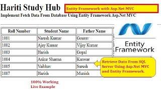 Easy Way to Fetch Data Using Entity Framework in Asp.Net MVC | Hindi | Free Online Learning Class