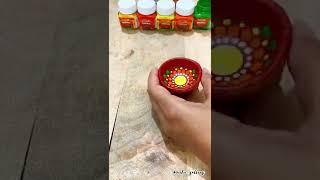 DIY easy and simple diya painting | Dot mandala on diya #diy #dotmandala #diyapainting #shorts #2022