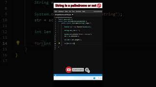 String is a palindrome or not in java | Easy way #shorts  #palindrome #coding #programming #java