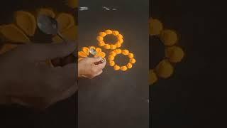 Beautiful keshari flowers rangoli designs and easy rangoli #simple #easy#art