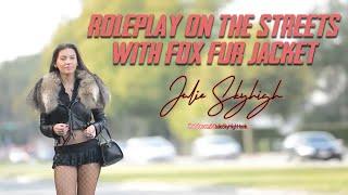 RolePlay On The Streets with Fox Fur Jacket Smoking 120 Fine & Overknee Boots & Microskirt