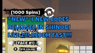 *NEW* 4 NEW CODES IN SHINOBI LIFE 2!!! 100+ SPINS! REDEEM FAST! | Shinobi Life 2 Roblox