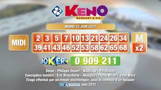 Tirage du midi Keno gagnant à vie® du 22 juin 2021 - Résultat officiel - FDJ