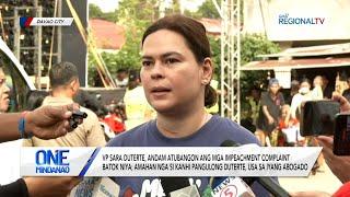 One Mindanao: VP Sara Duterte, andam atubangan ang impeachment complaints