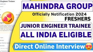 MAHINDRA JET RECRUITMENT 2024 | PERMANENT | FRESHERS | JOB VACANCY 2024 | LATEST JOBS | MNC JOBS