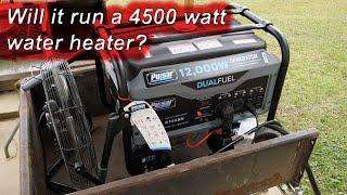 Pulsar (G12KBN) Dual Fuel 12000 Watt Generator [part 3] Running My 4500 Watt Water Heater and Home!