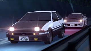 AE86 vs ZZW30 Braking attack scene [Initial D Fifth Stage] (Code D - Igoda scene)