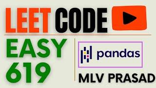 MLV Prasad - LeetCode Pandas [ Easy ] | 619 | "Biggest Single Number" |