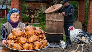 Cooking HOT SMOKED Chicken in BARREL - is the Perfect BBQ recipe!