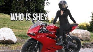 CUTE GIRL rides a Ducati 959 Panigale