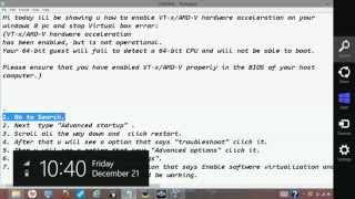 How to enable  VT-x/AMD-V on a windows 8 pc (HP)