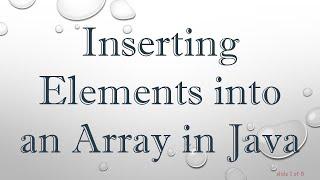 Inserting Elements into an Array in Java