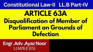 Article 63A || Disqualification of Member of Parliament on Grounds of Defection