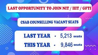 CSAB Counselling 2022 - Vacant Seats in NIT /IIIT / GFTI